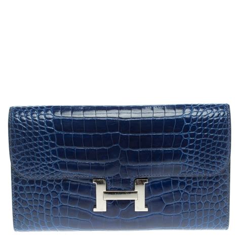 hermes blue croc wallet|hermes alligator wallet men's.